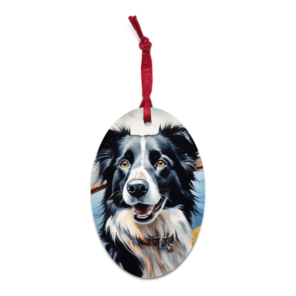 PugMug Custom Border Collie Wooden Ornament