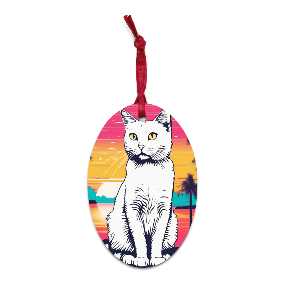 PugMug Custom White Companion Cat Wooden Ornament