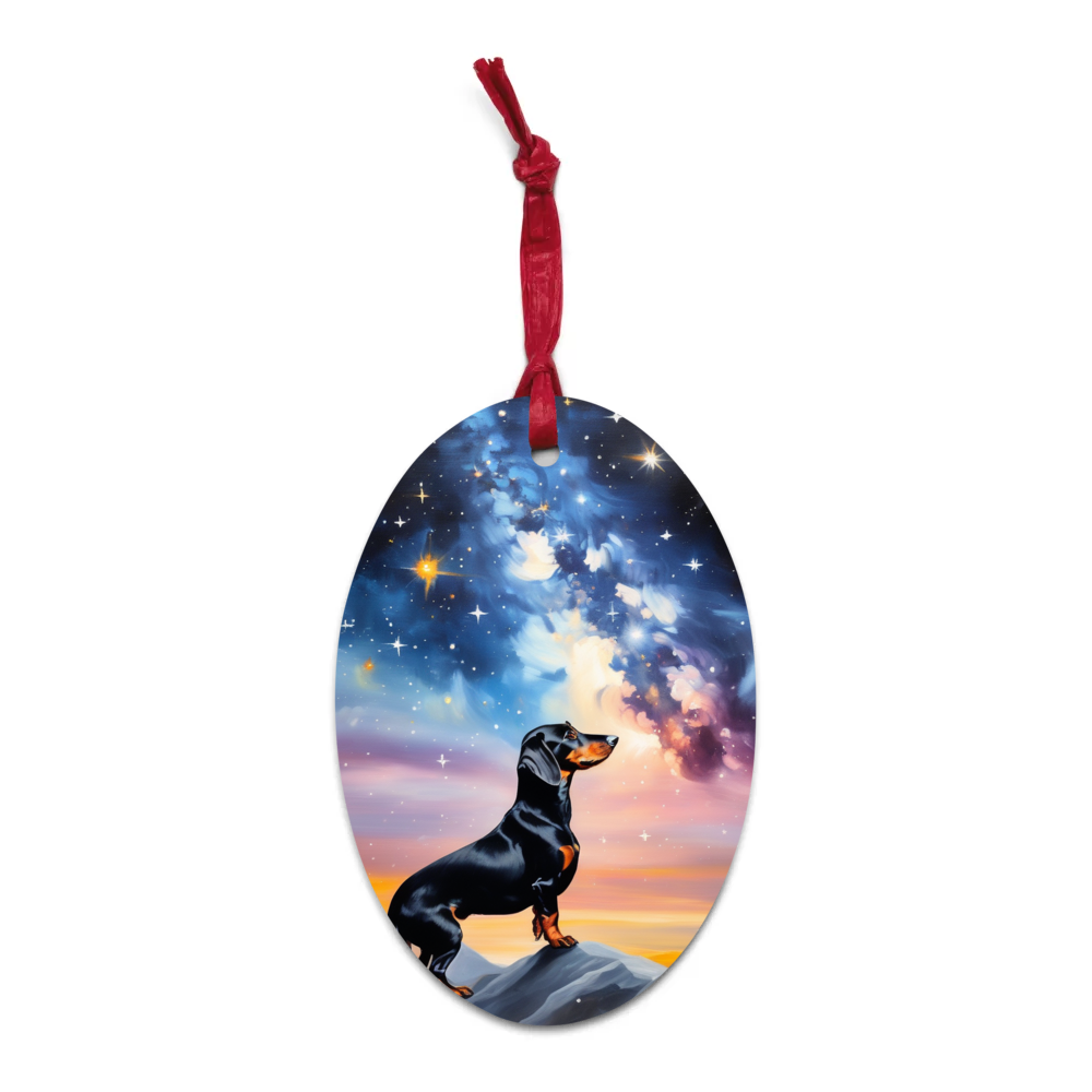 PugMug Custom Black Dachshund Wooden Ornament