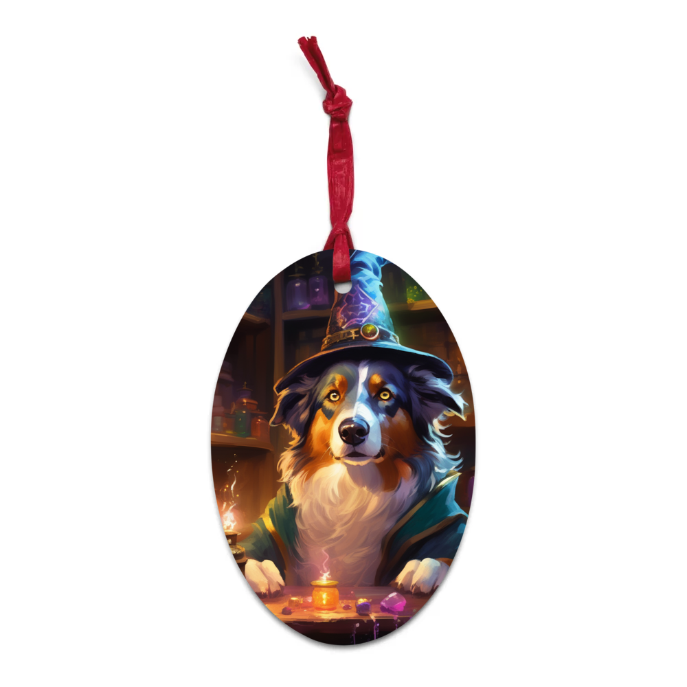 PugMug Custom Australian Shepherd Dog Wooden Ornament