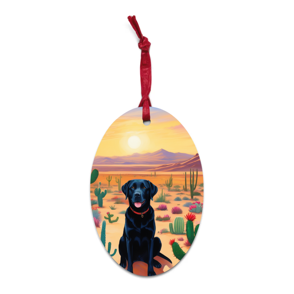 PugMug Custom Black Labrador Retriever Wooden Ornament
