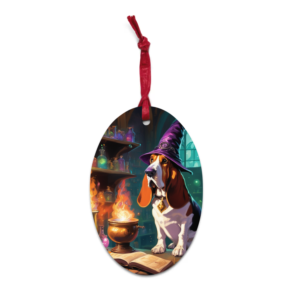 PugMug Custom Basset Hound Wooden Ornament