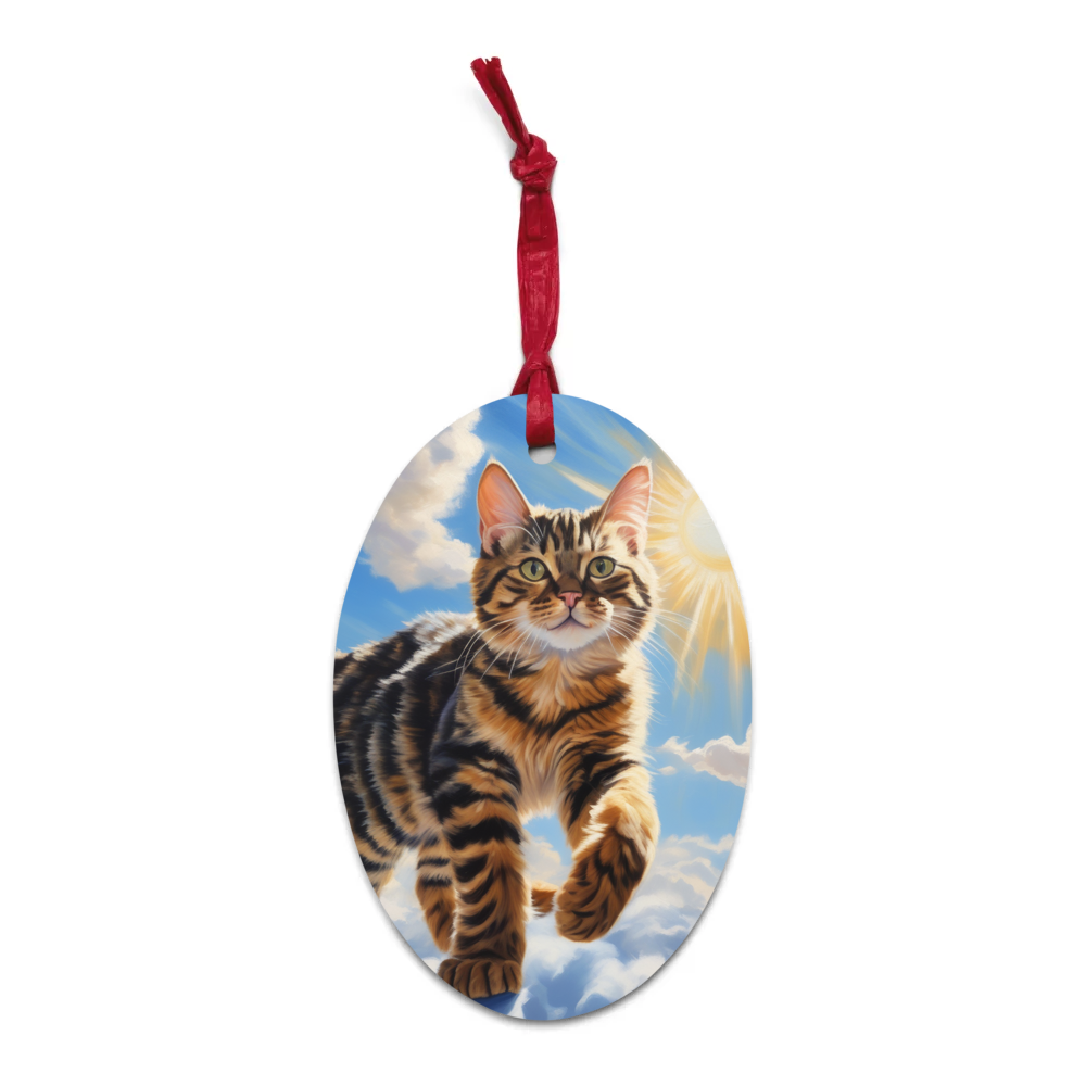 PugMug Custom Tabby Exotic Cat Wooden Ornament