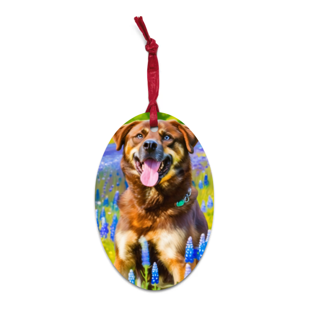 PugMug Custom Blue Wooden Ornament