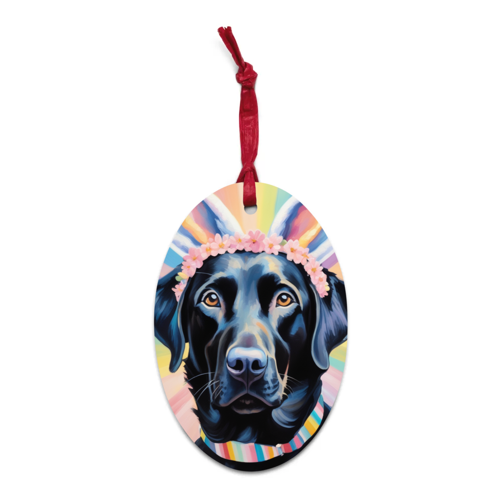 PugMug Custom Black Labrador Retriever Wooden Ornament