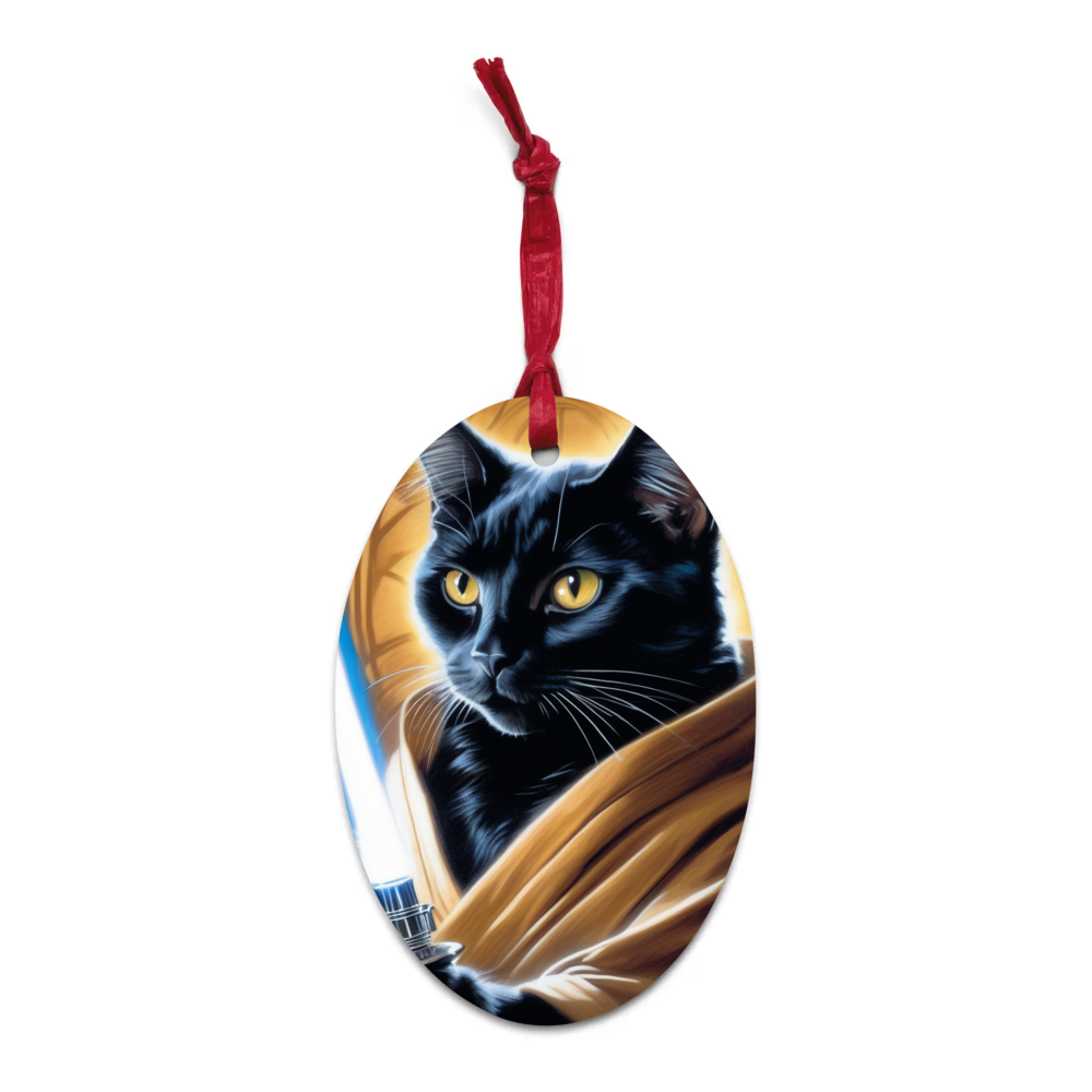 PugMug Custom Black Companion Cat Wooden Ornament