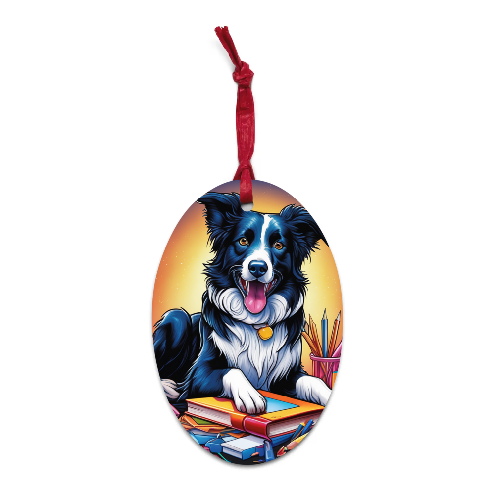 PugMug Custom Border Collie Wooden Ornament