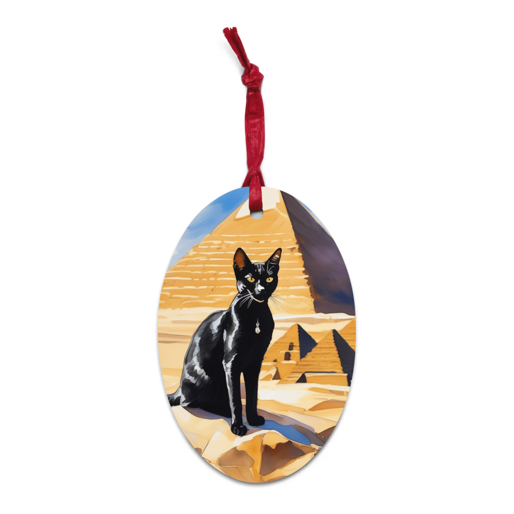PugMug Custom Black Abyssinian Cat Wooden Ornament