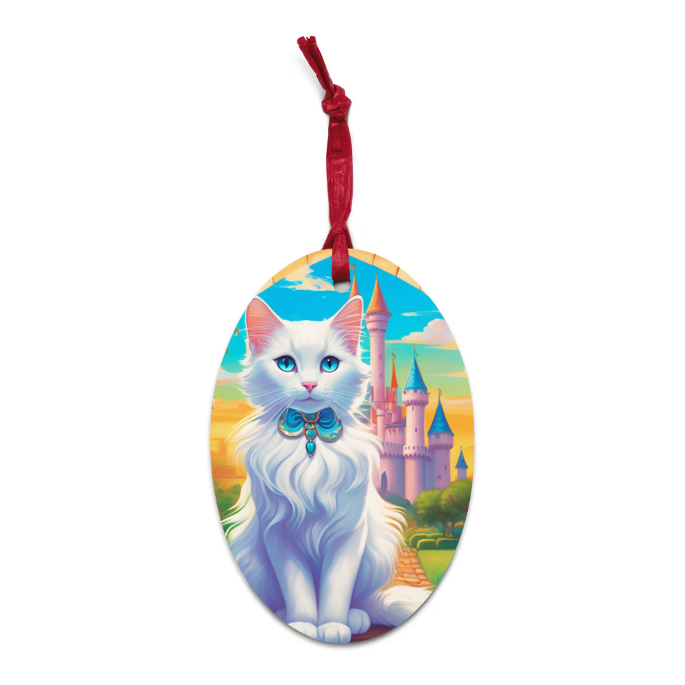 PugMug Custom White Companion Cat Wooden Ornament