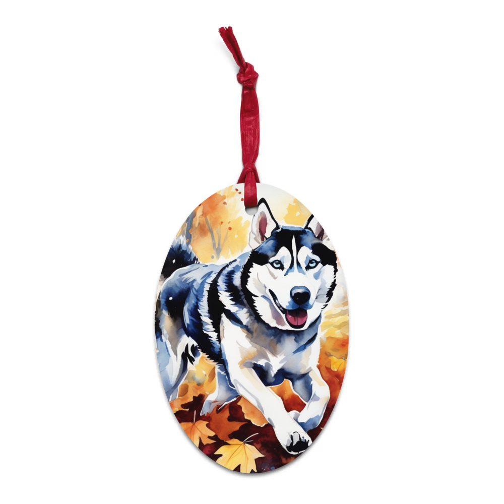 PugMug Custom Siberian Husky Wooden Ornament