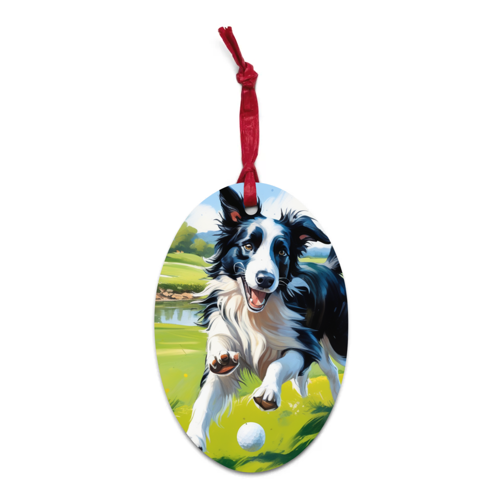 PugMug Custom Border Collie Wooden Ornament