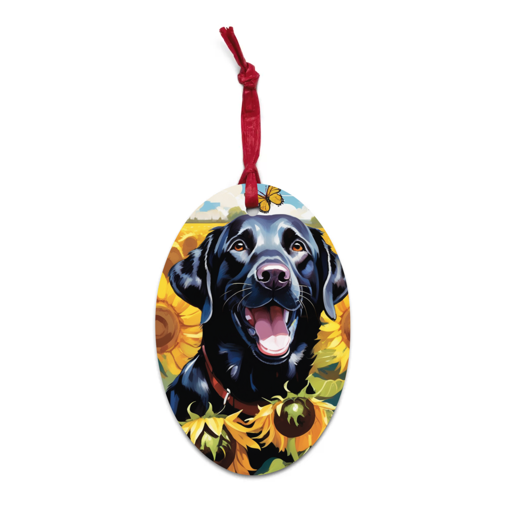 PugMug Custom Black Labrador Retriever Wooden Ornament