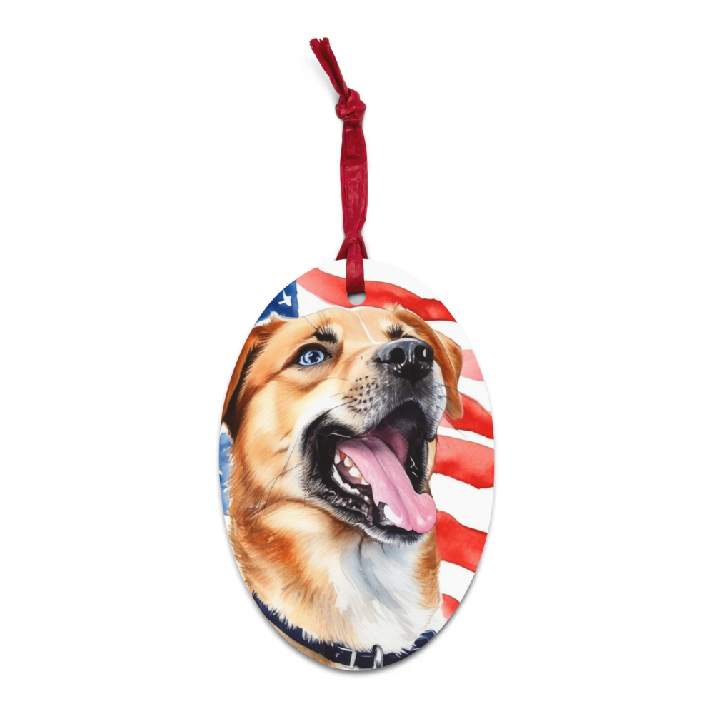 PugMug Custom Blue Wooden Ornament