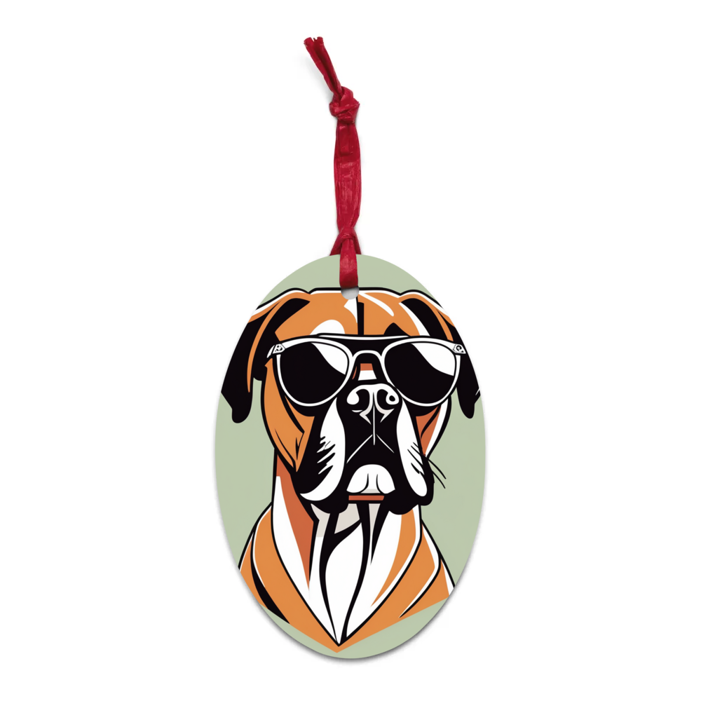 PugMug Custom Boxer Dog Wooden Ornament