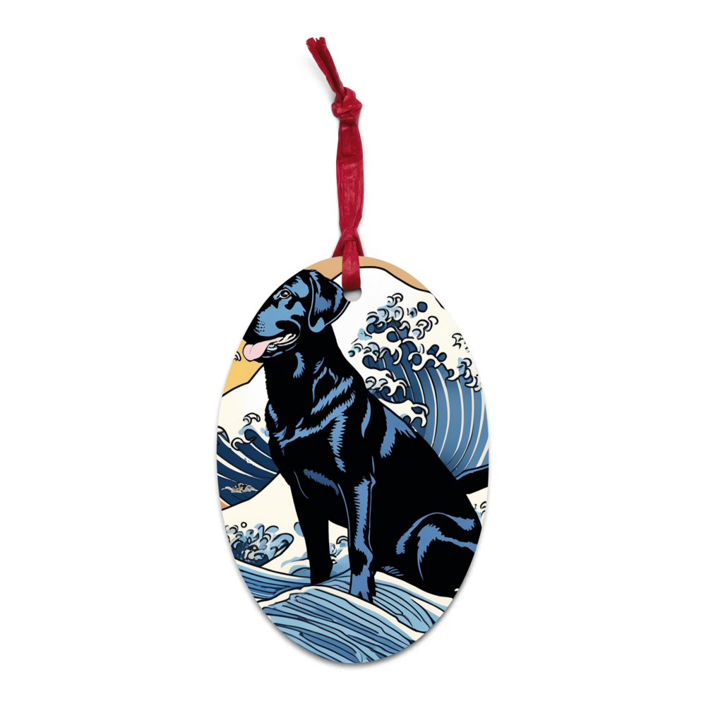 PugMug Custom Black Labrador Retriever Wooden Ornament