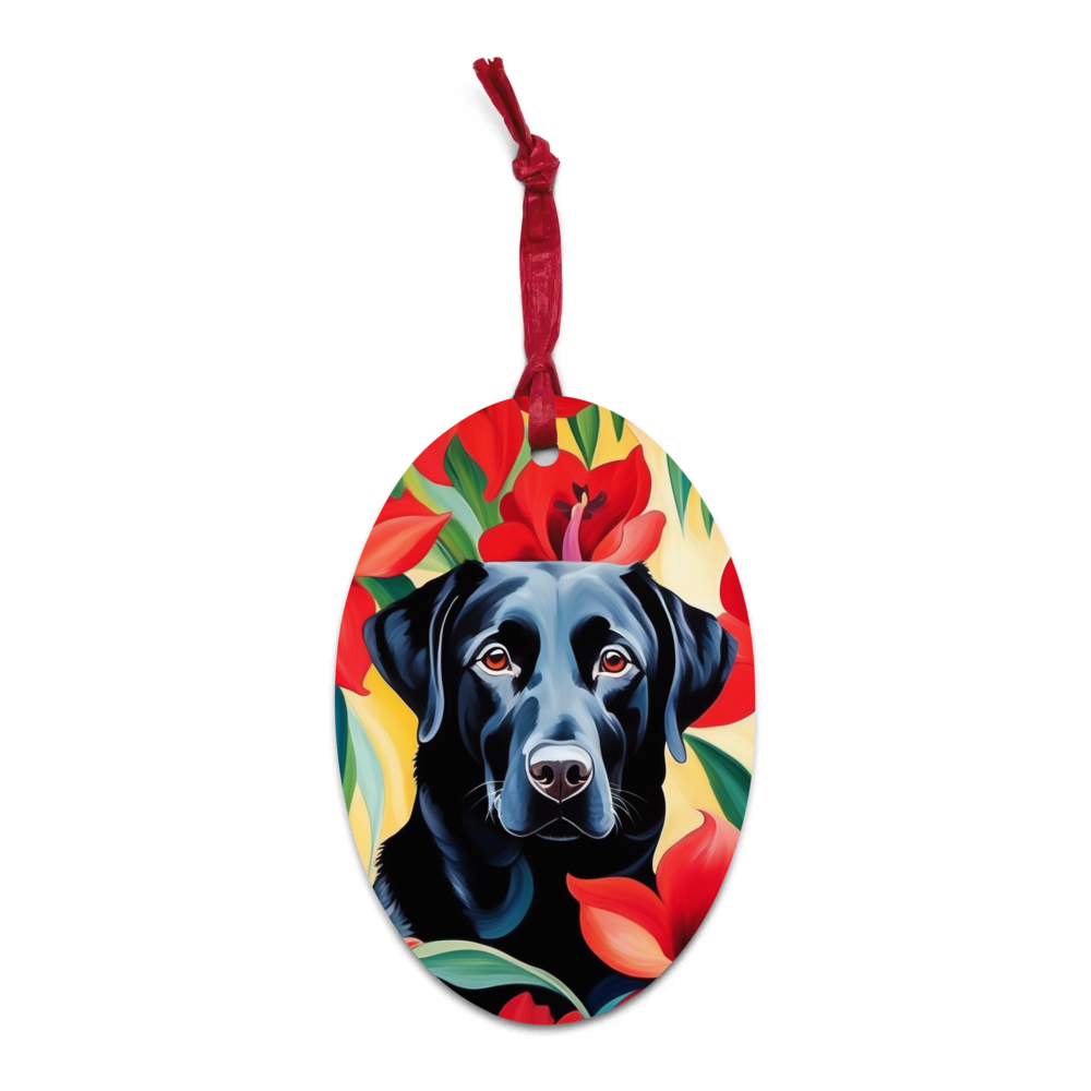 PugMug Custom Black Labrador Retriever Wooden Ornament