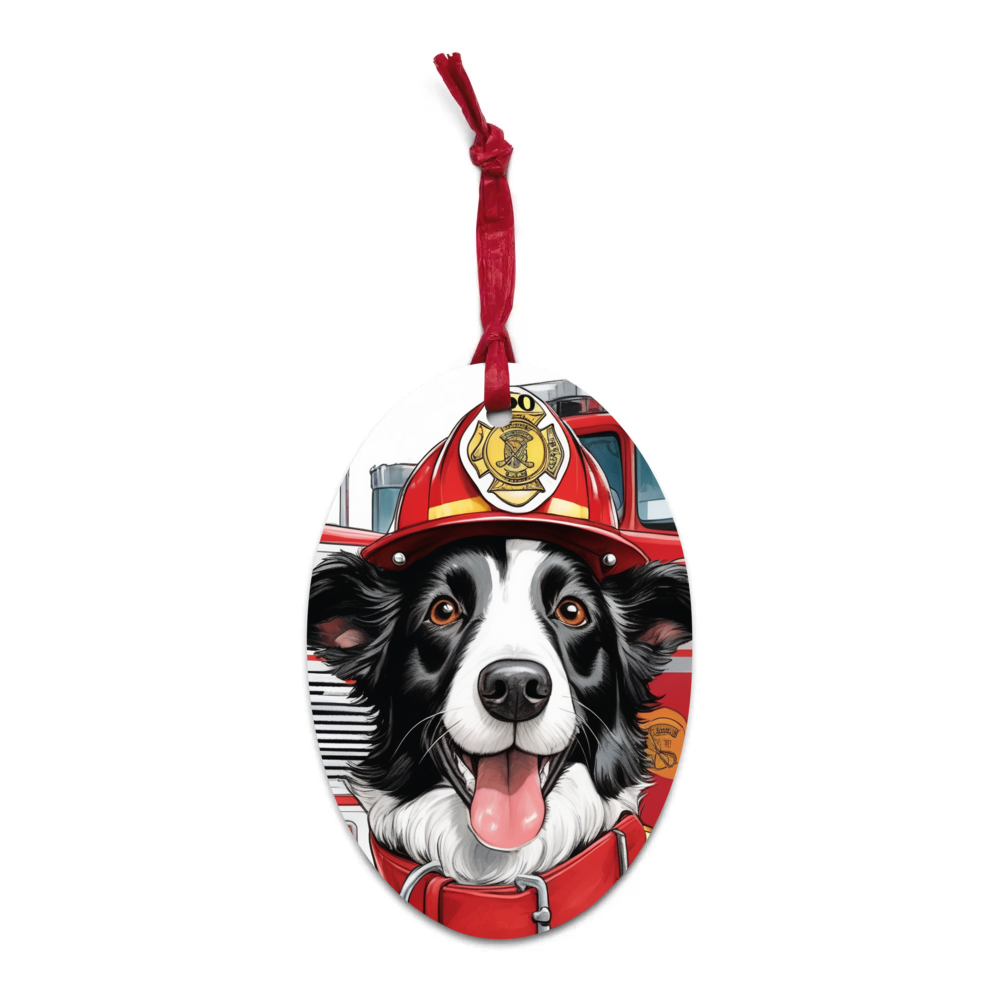 PugMug Custom Border Collie Wooden Ornament