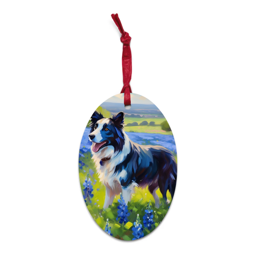 PugMug Custom Border Collie Wooden Ornament