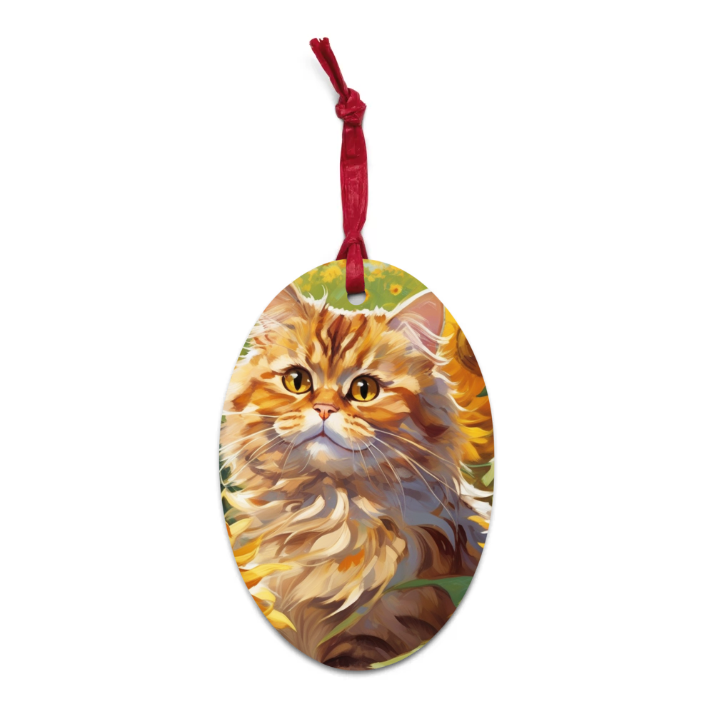 PugMug Custom Tabby Persian Cat Wooden Ornament