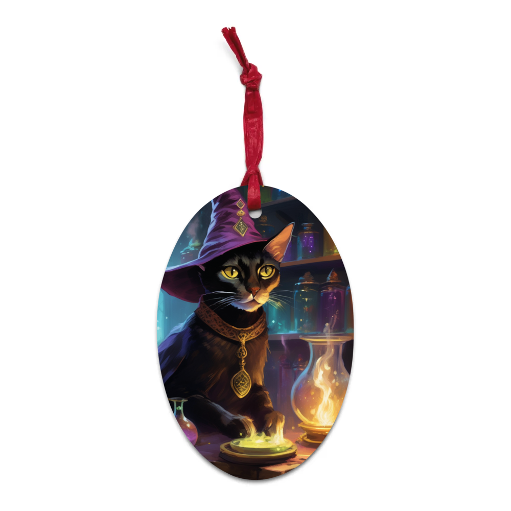 PugMug Custom Black Abyssinian Cat Wooden Ornament