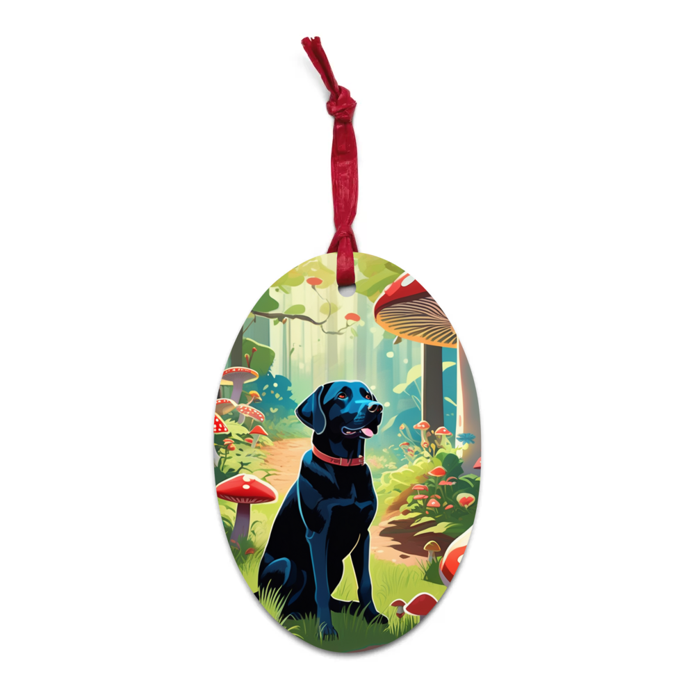 PugMug Custom Black Labrador Retriever Wooden Ornament