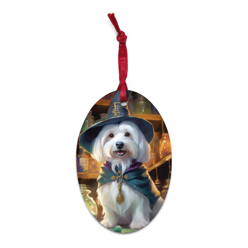 PugMug Custom White Havanese Dog Wooden Ornament