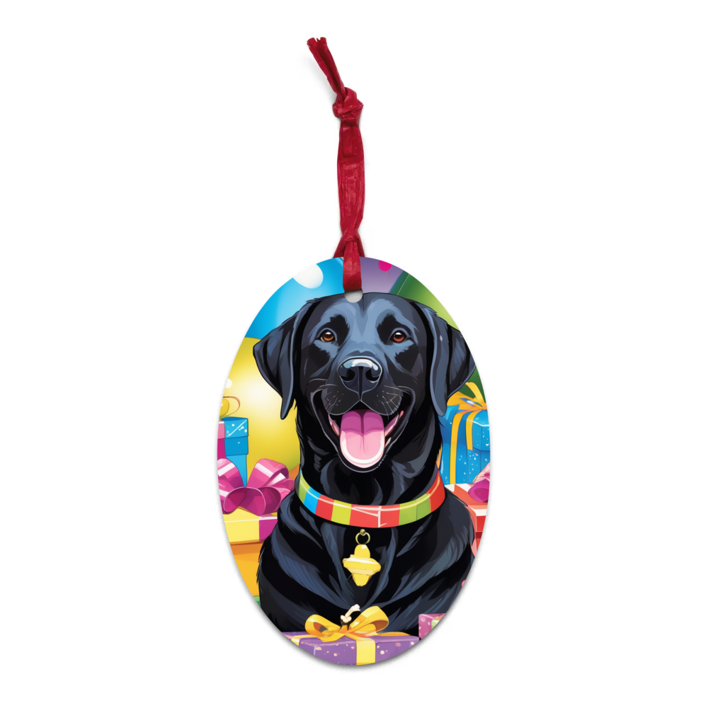 PugMug Custom Black Labrador Retriever Wooden Ornament