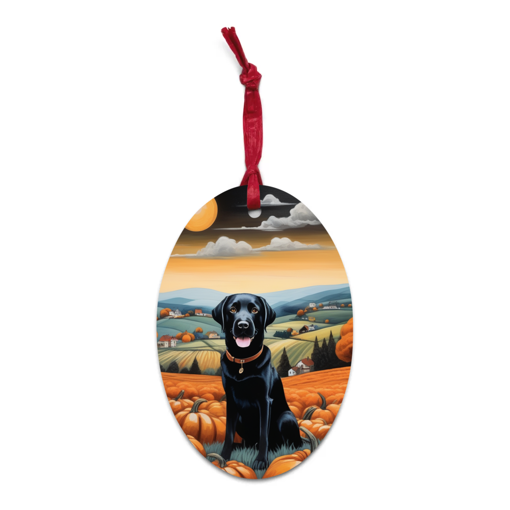 PugMug Custom Black Labrador Retriever Wooden Ornament