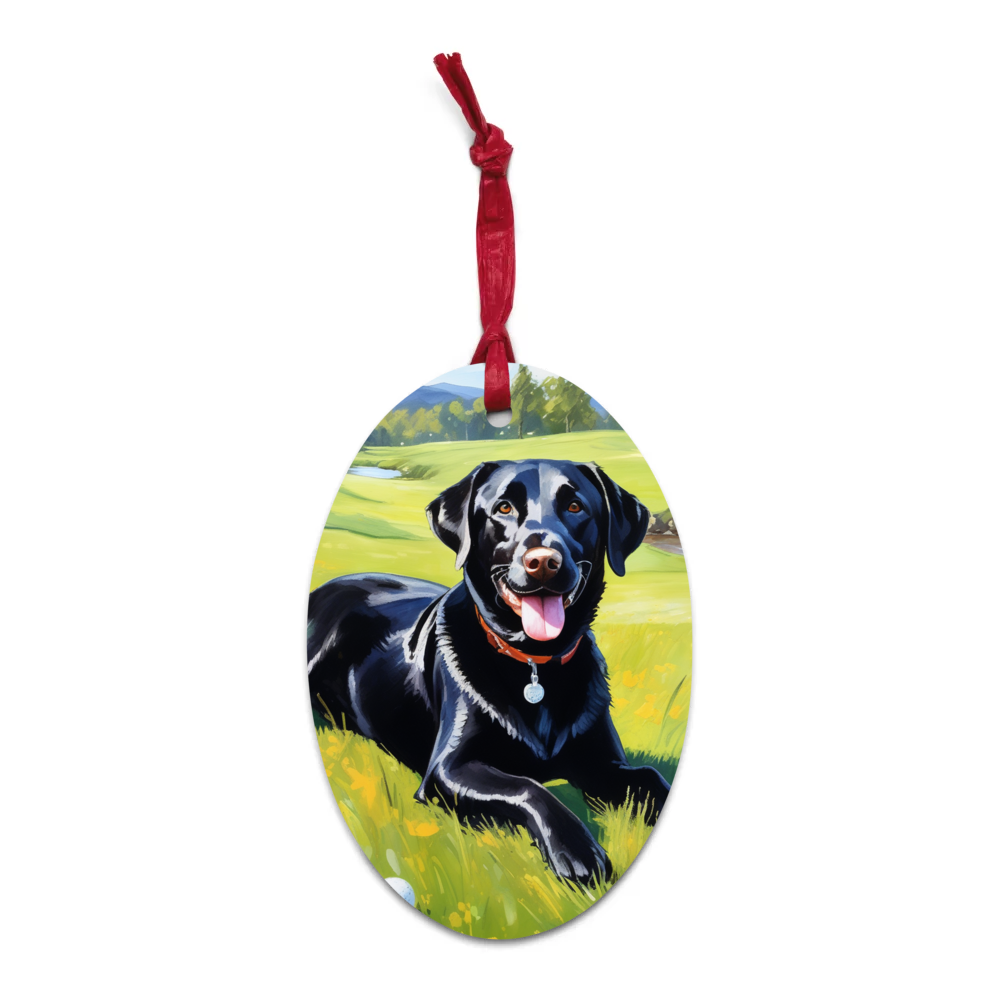 PugMug Custom Black Labrador Retriever Wooden Ornament