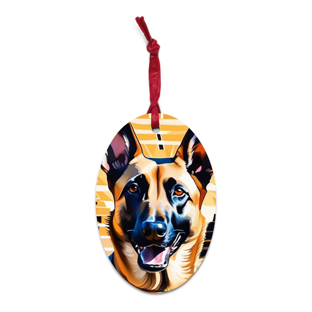 PugMug Custom Belgian Malinois Wooden Ornament