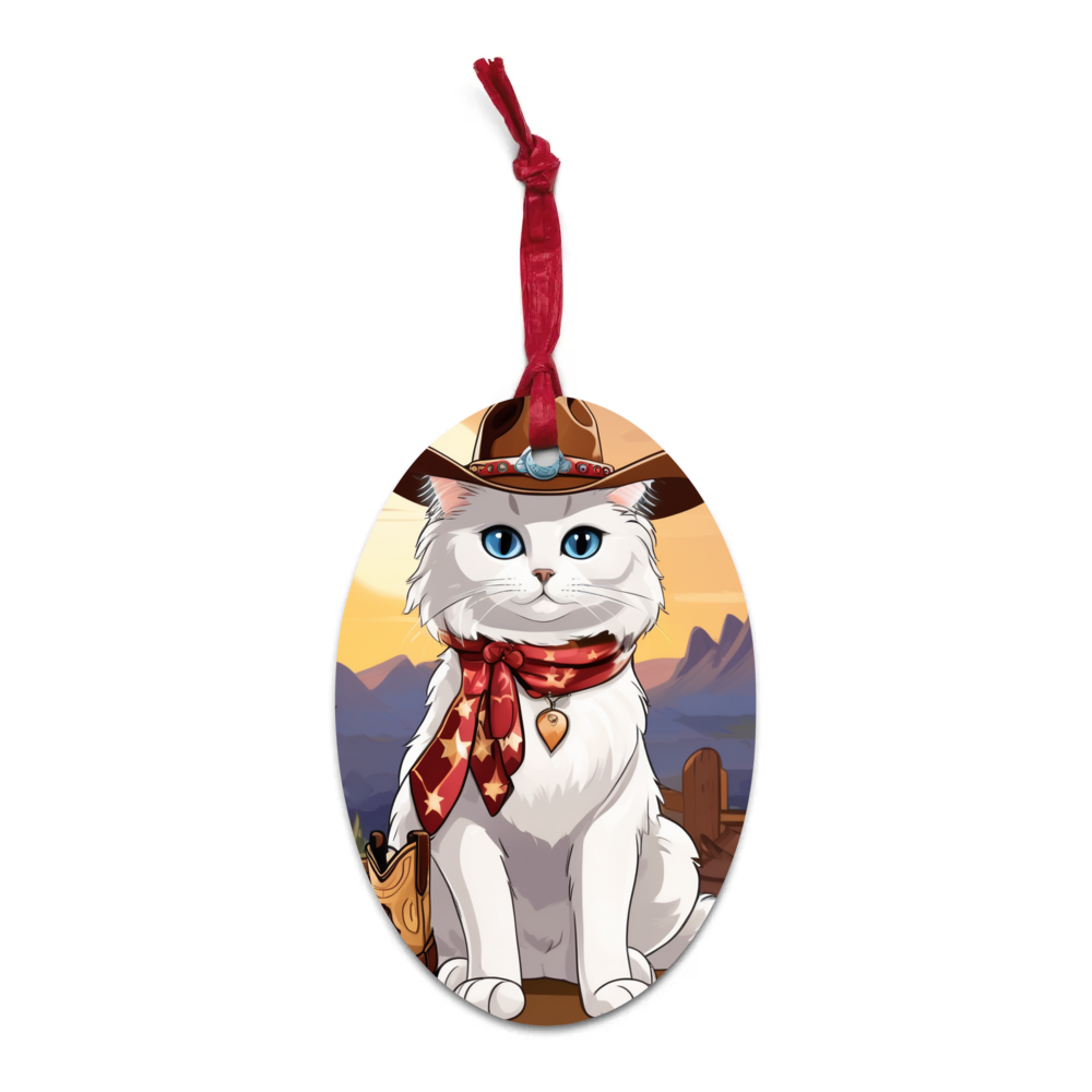 PugMug Custom White Ragdoll Cat Wooden Ornament