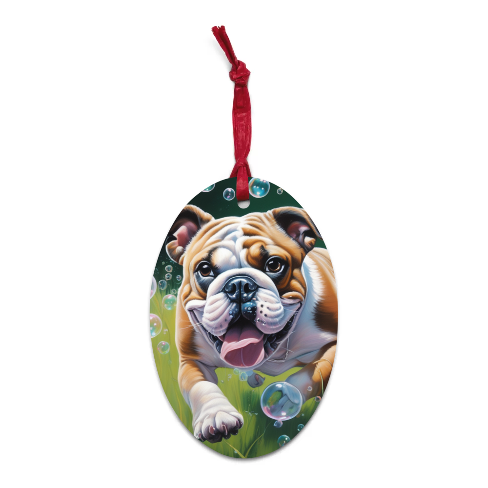 PugMug Custom Bulldog Wooden Ornament