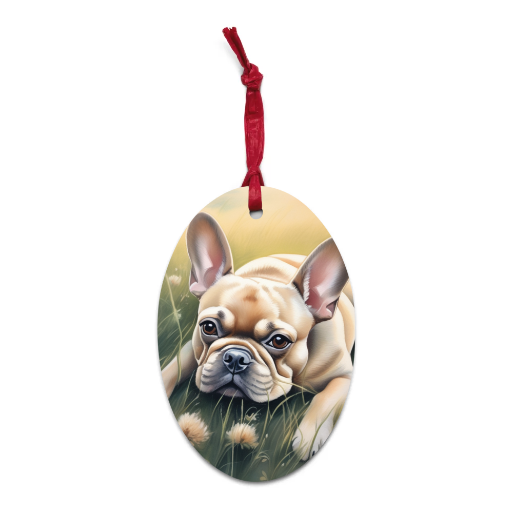 PugMug Custom Tan French Bulldog Wooden Ornament