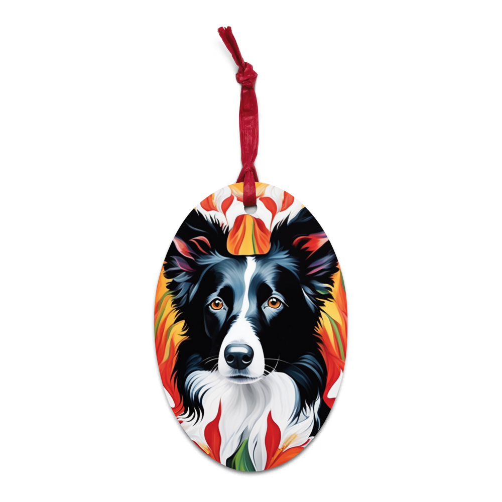 PugMug Custom Border Collie Wooden Ornament