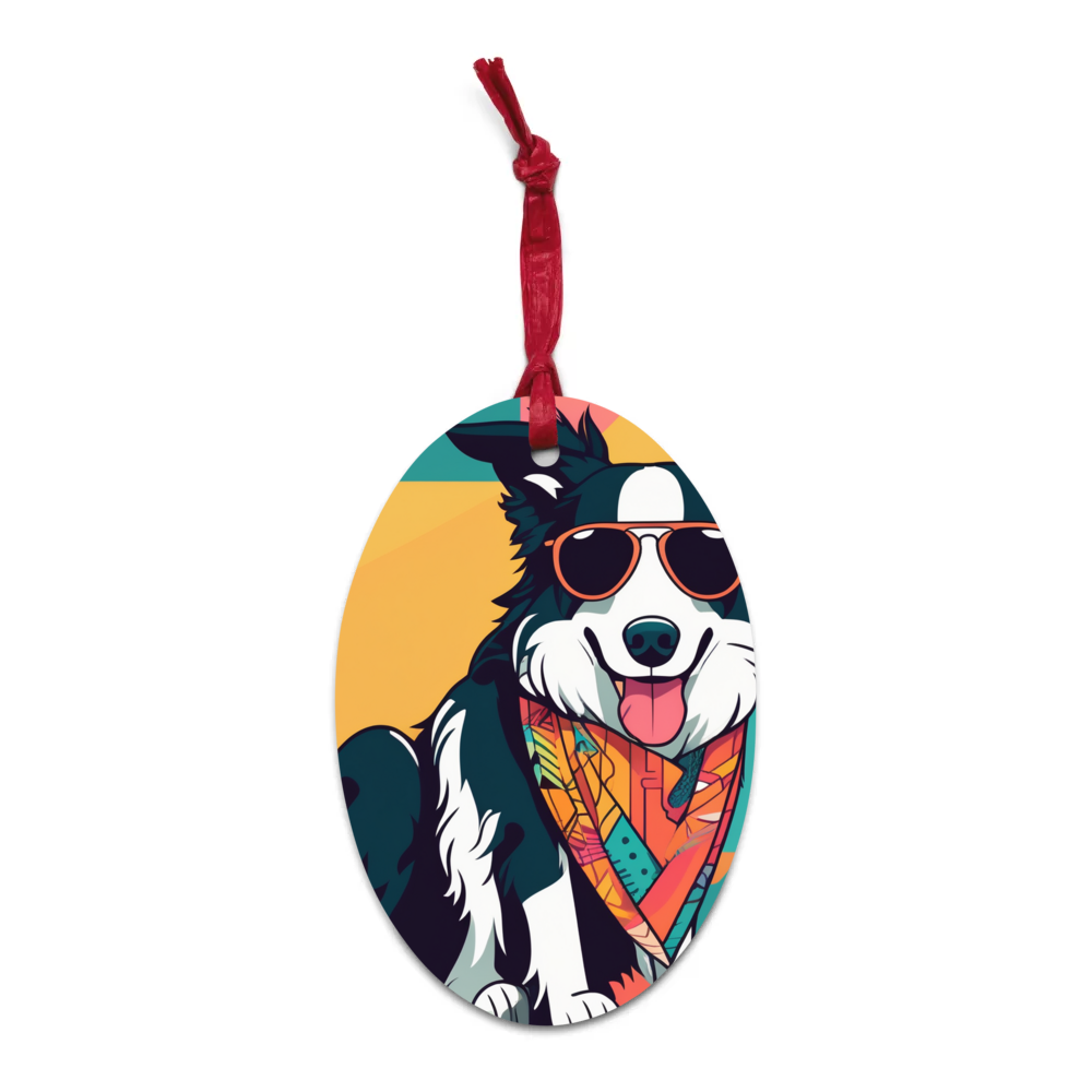 PugMug Custom Border Collie Wooden Ornament