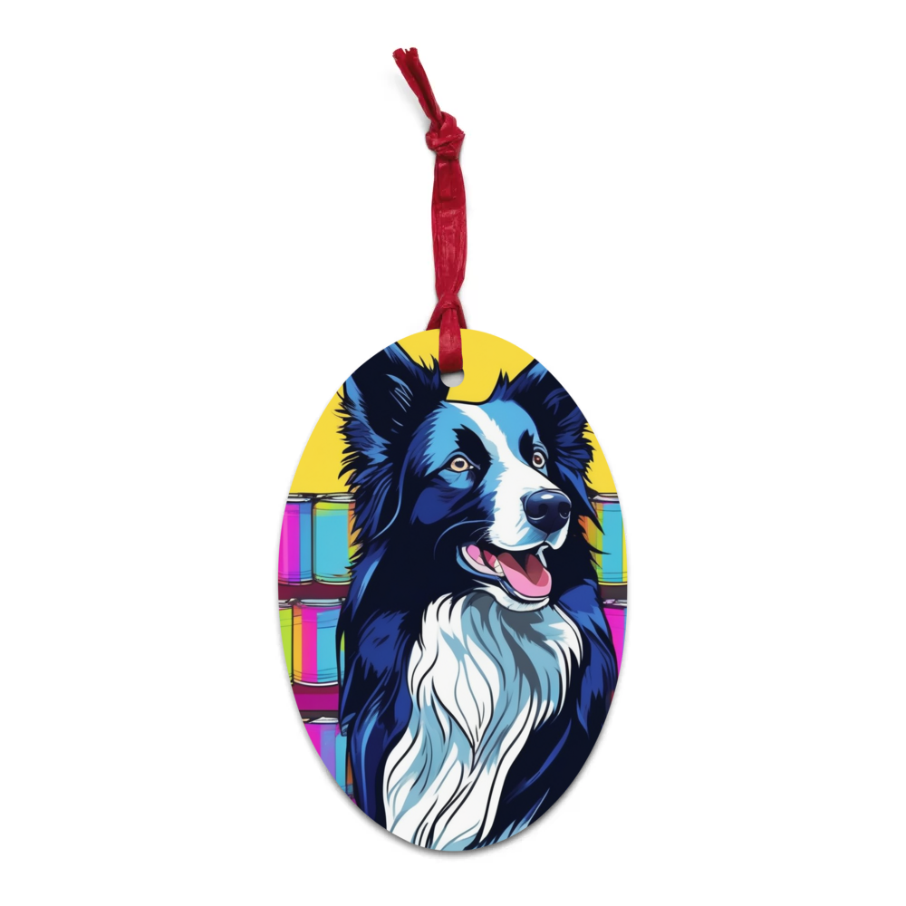 PugMug Custom Border Collie Wooden Ornament