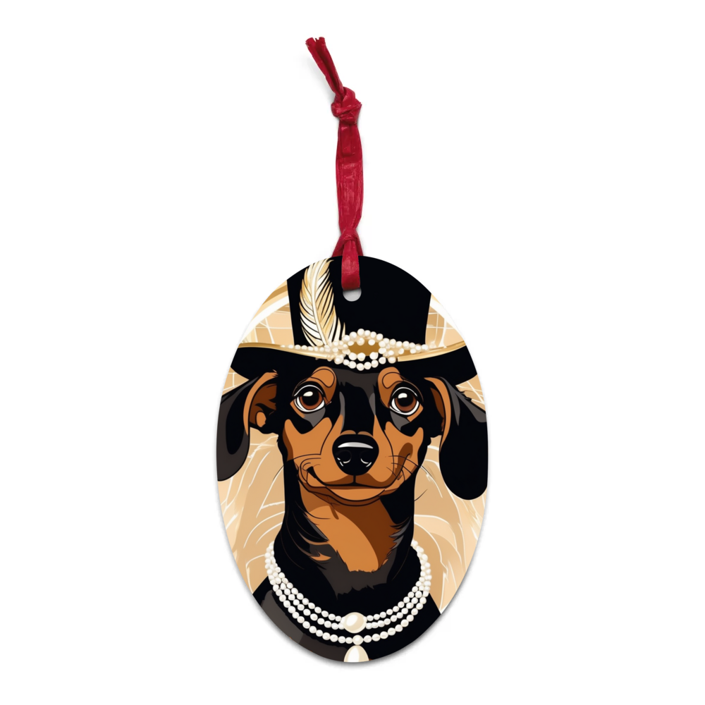 PugMug Custom Tan Dachshund Wooden Ornament