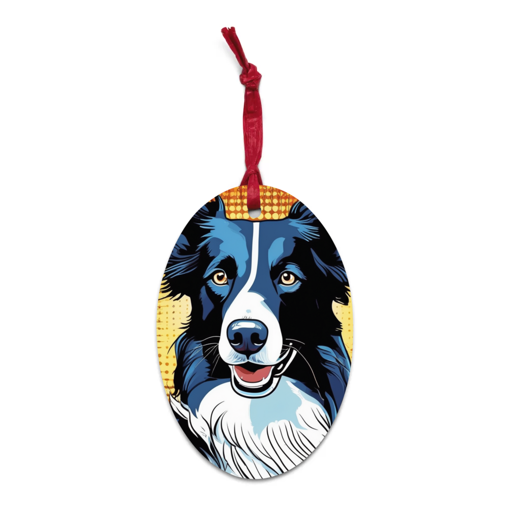 PugMug Custom Border Collie Wooden Ornament