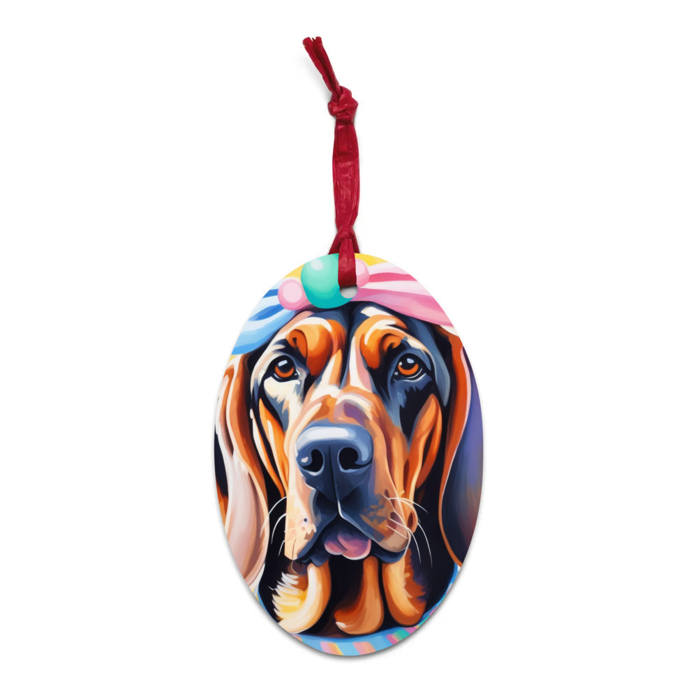 PugMug Custom Bloodhound Wooden Ornament