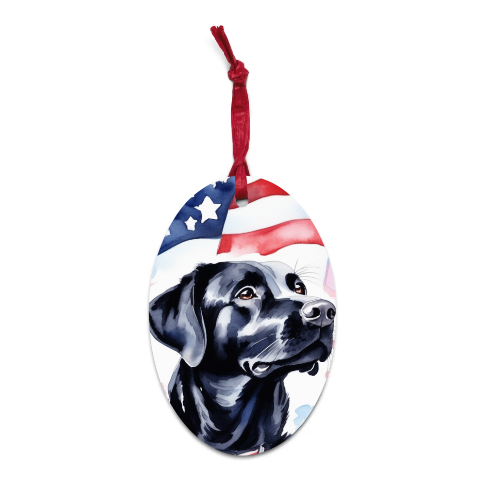 PugMug Custom Black Labrador Retriever Wooden Ornament