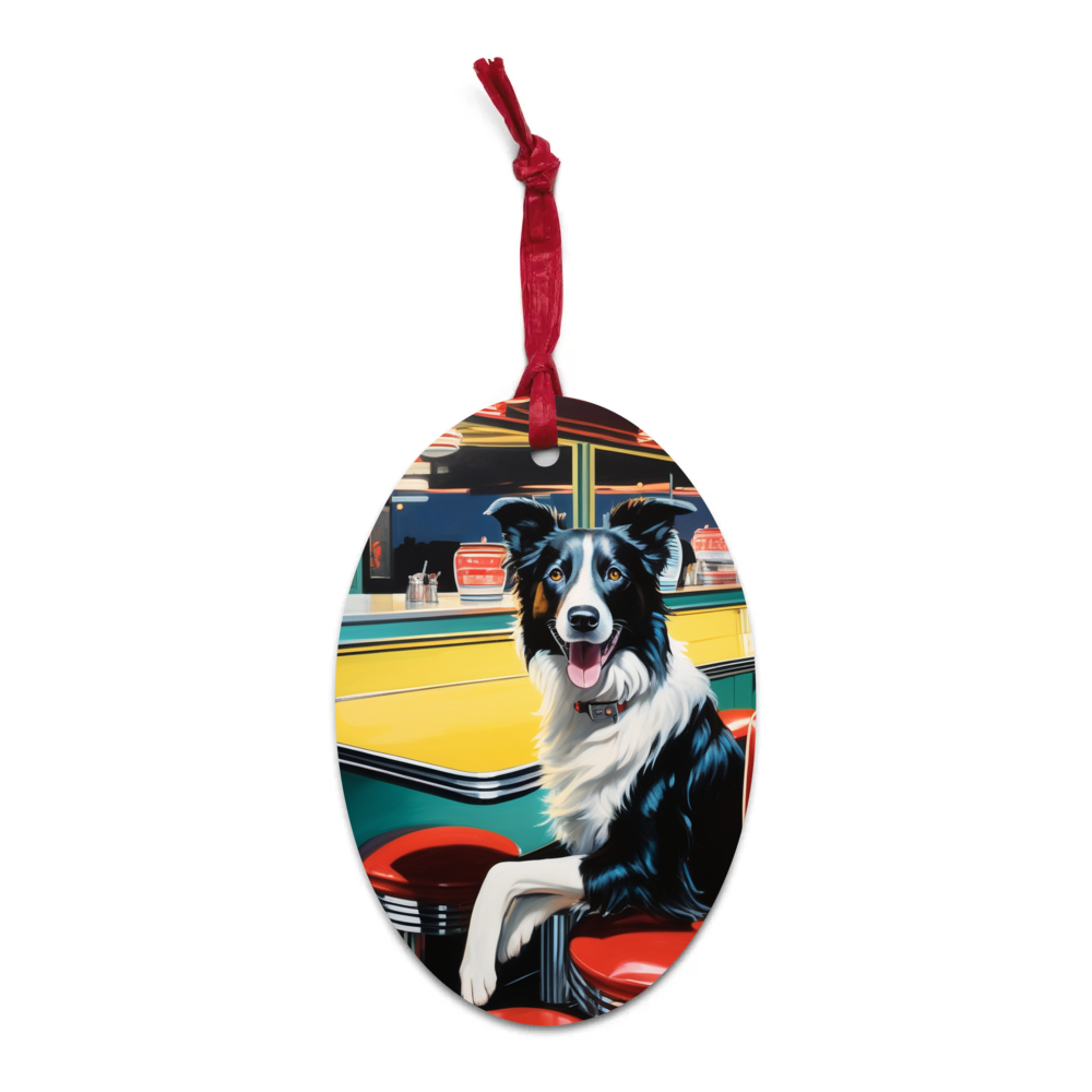 PugMug Custom Border Collie Wooden Ornament
