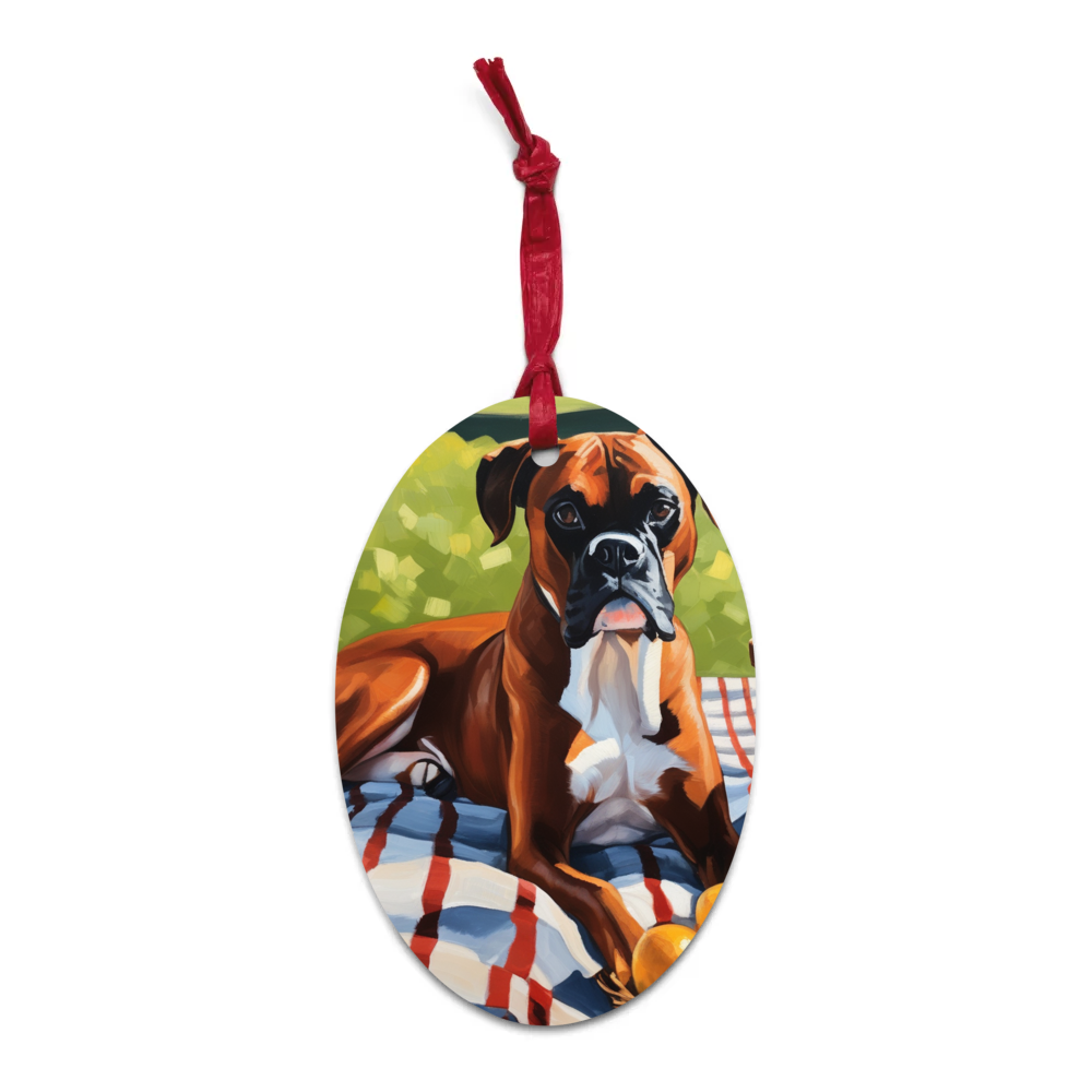 PugMug Custom Boxer Dog Wooden Ornament