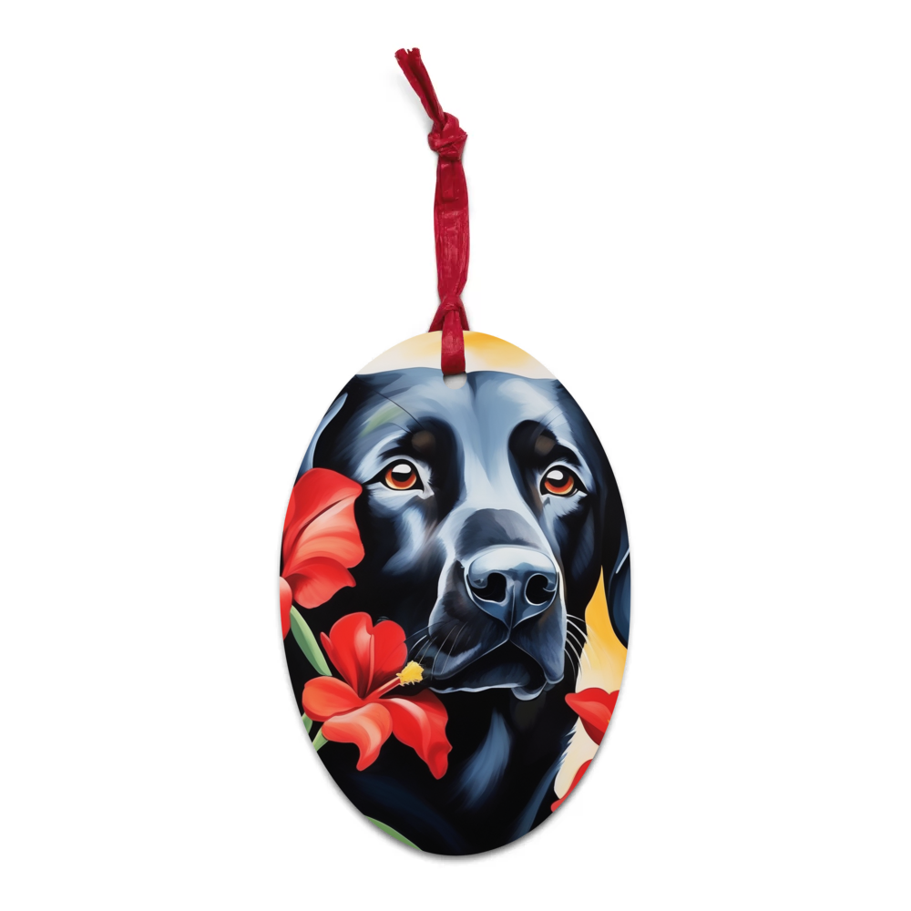 PugMug Custom Black Labrador Retriever Wooden Ornament