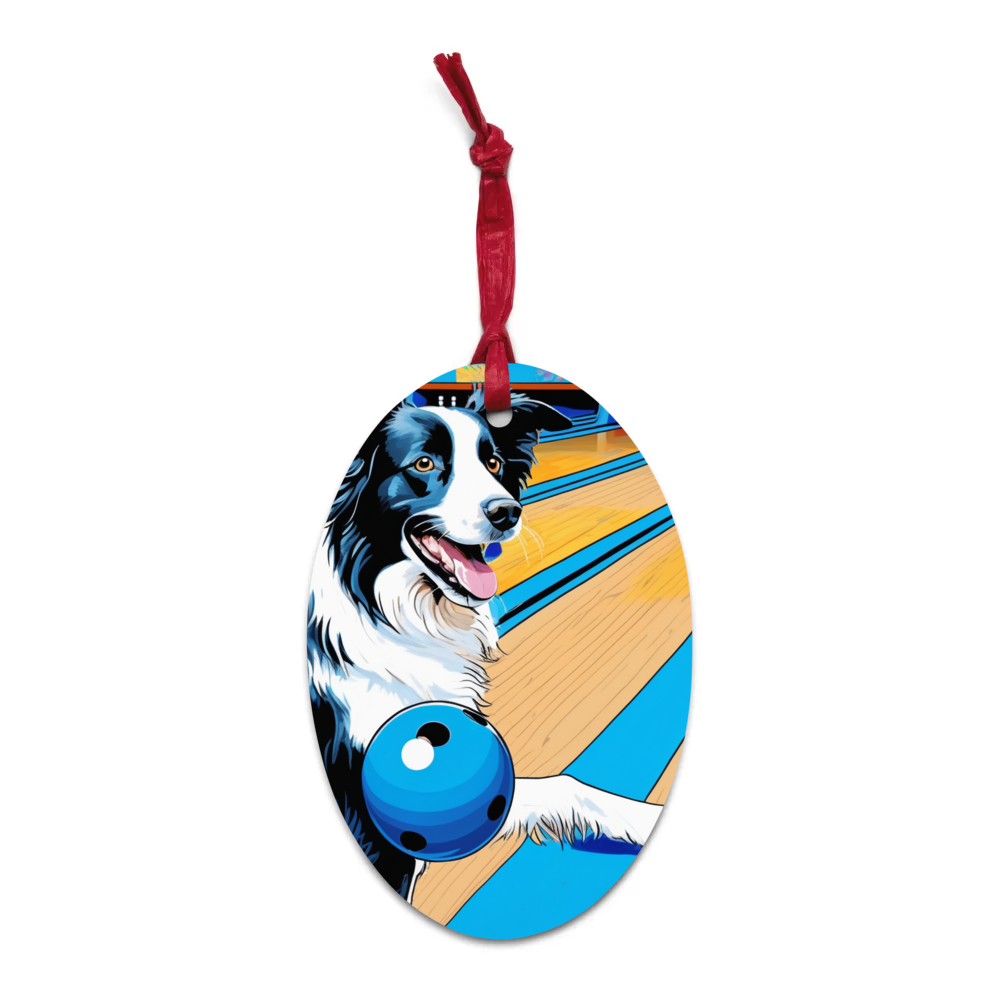 PugMug Custom Border Collie Wooden Ornament