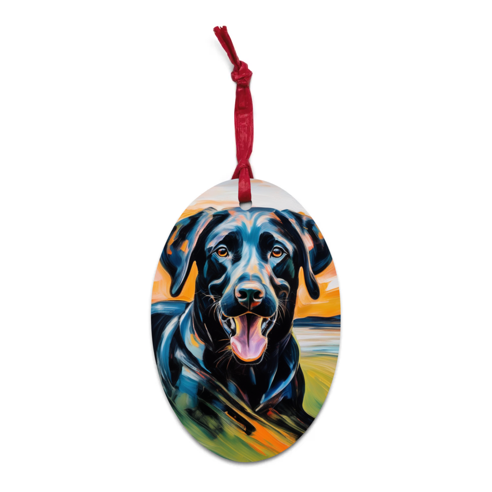 PugMug Custom Black Labrador Retriever Wooden Ornament