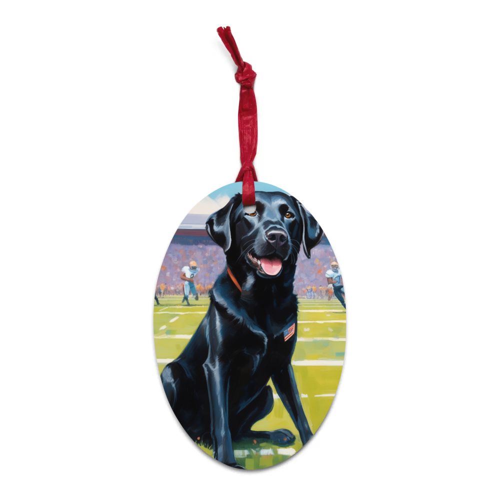 PugMug Custom Black Labrador Retriever Wooden Ornament