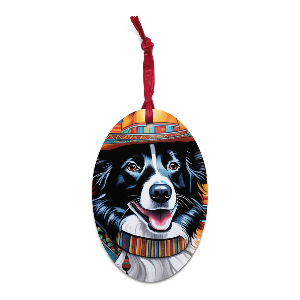 PugMug Custom Border Collie Wooden Ornament