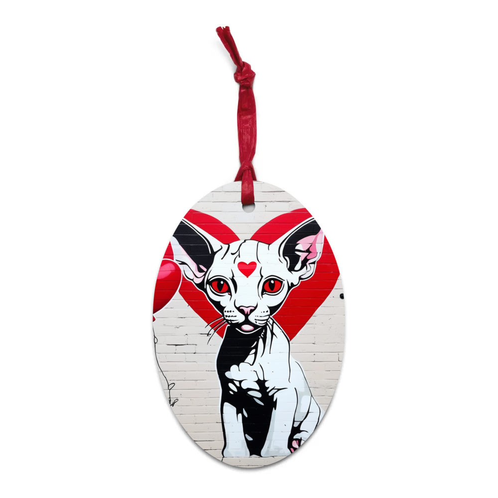 PugMug Custom White Sphynx Cat Wooden Ornament