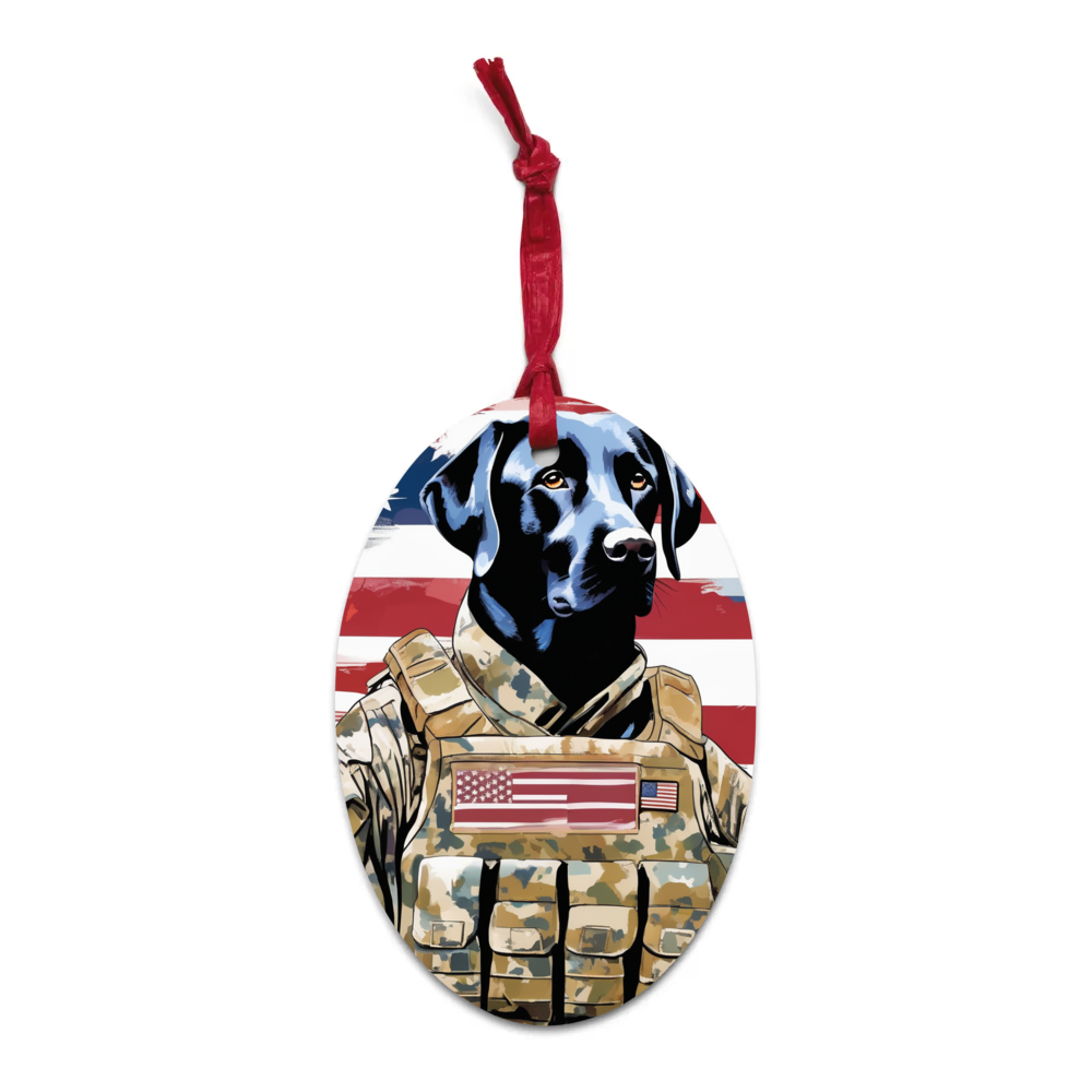 PugMug Custom Black Labrador Retriever Wooden Ornament