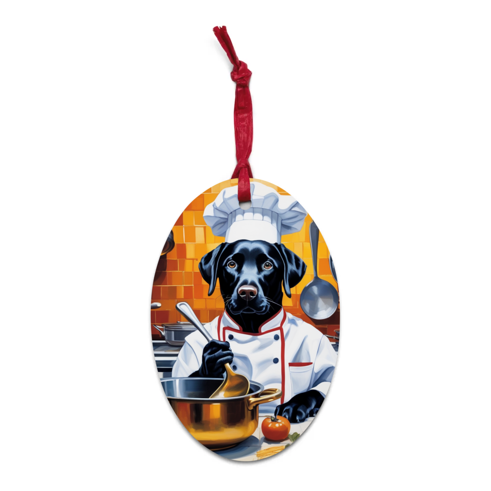 PugMug Custom Black Labrador Retriever Wooden Ornament